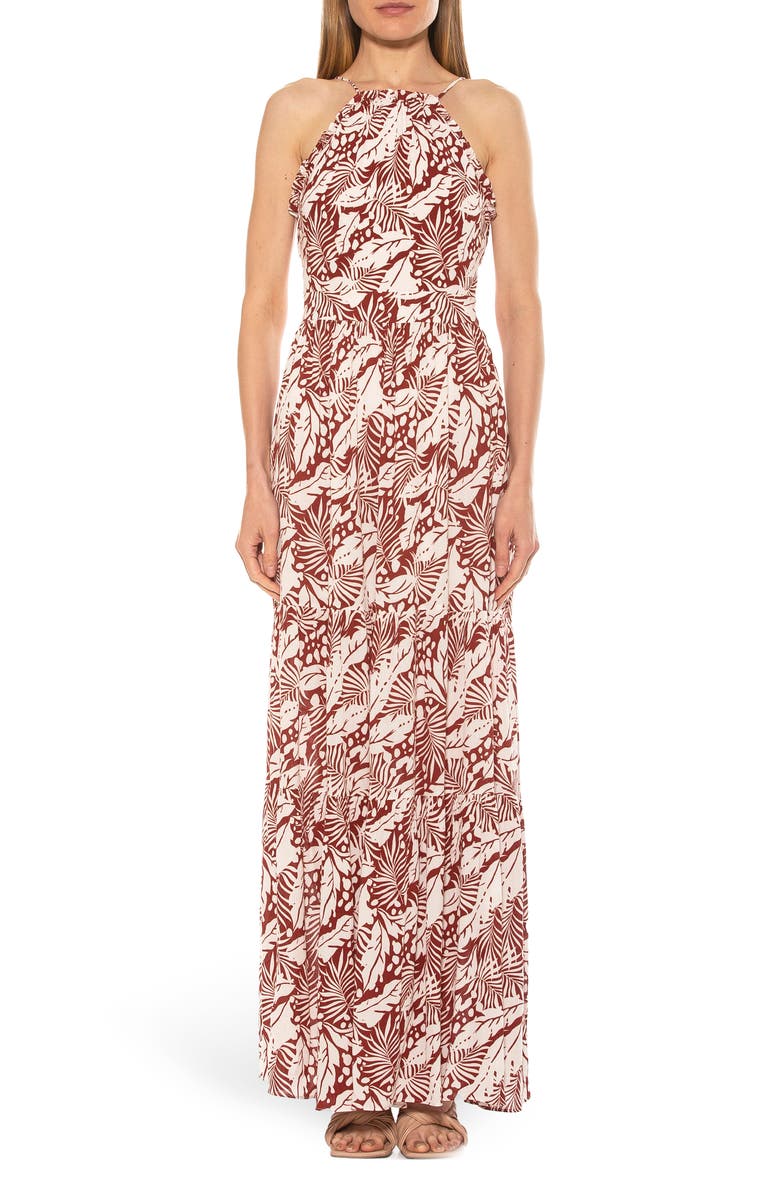 Alexia Admor Kira Ruffled Halter Neck Maxi Dress, Main, color, 