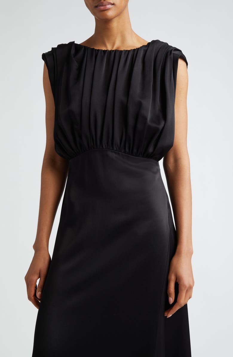 Jil Sander Gathered Cap Sleeve Satin Gown, Alternate, color, 