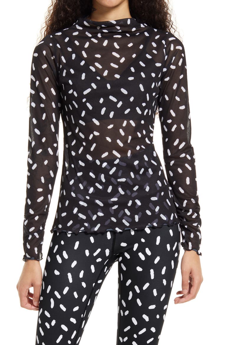 Cristina Martinez Mesh Top, Main, color, BLACK SPRINKLE DOT