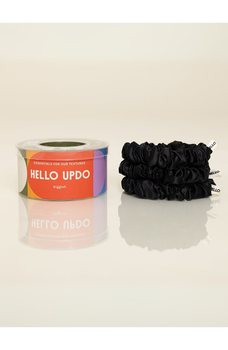 Hello Updo Flora Silk Scrunchie Set, Main, color, Black