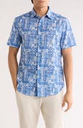 Bugatchi Print Short Sleeve Cotton Button-Up Shirt