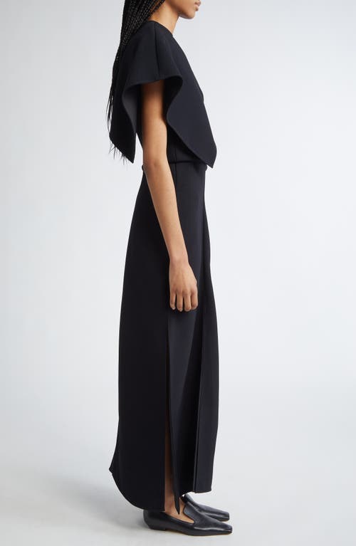 PROENZA SCHOULER PROENZA SCHOULER SELENE BI-STRETCH SUITING MAXI DRESS WITH DETACHABLE SAIL CAPE 