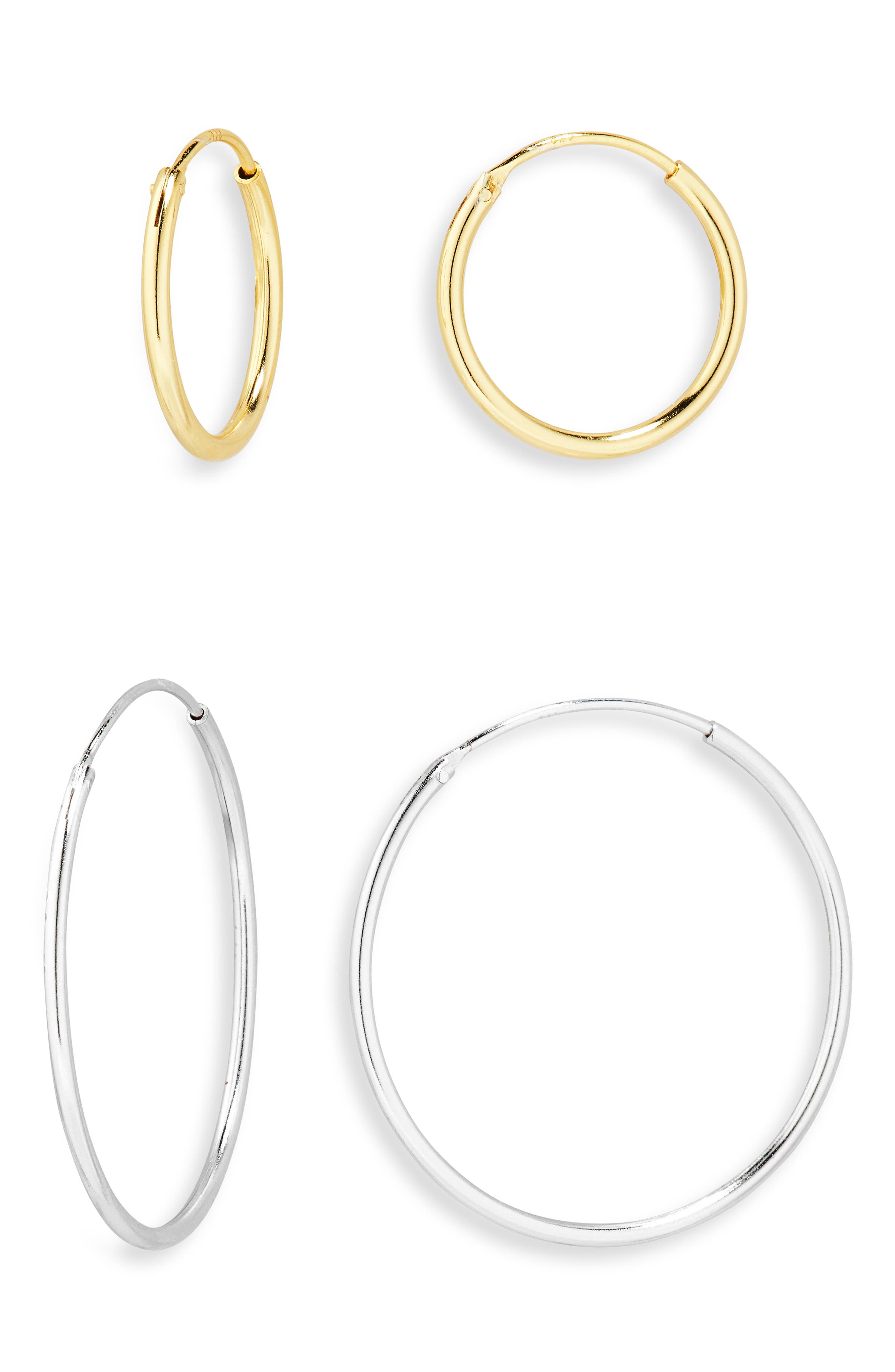 Argento Vivo Sterling Silver Set of 2 Two-Tone Sterling Silver Hoop Earrings