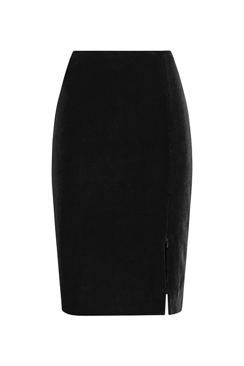 Women 's Skirt  Etoile Black Designer Skirt With Adjustable Zippered Waist And Side Slit, Alternate, color, Black