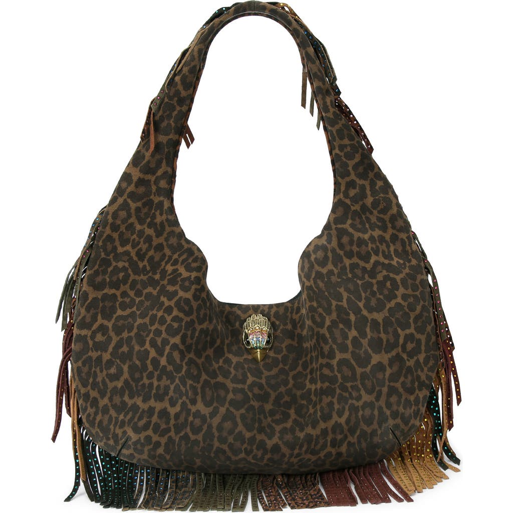 Kurt Geiger London Shoreditch Fringe Hobo Bag In Brown