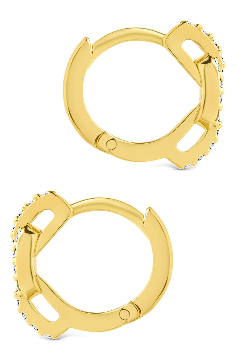 Sterling Forever Deborah Cubic Zirconia Buckle Huggie Hoop Earrings, Alternate, color, Gold