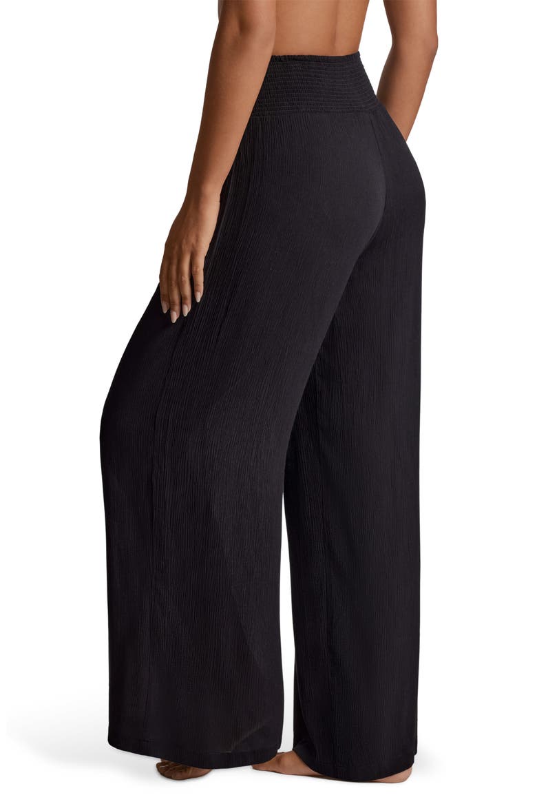 Smocked Waist Cover-Up Pants, Alternate, color, BLACK