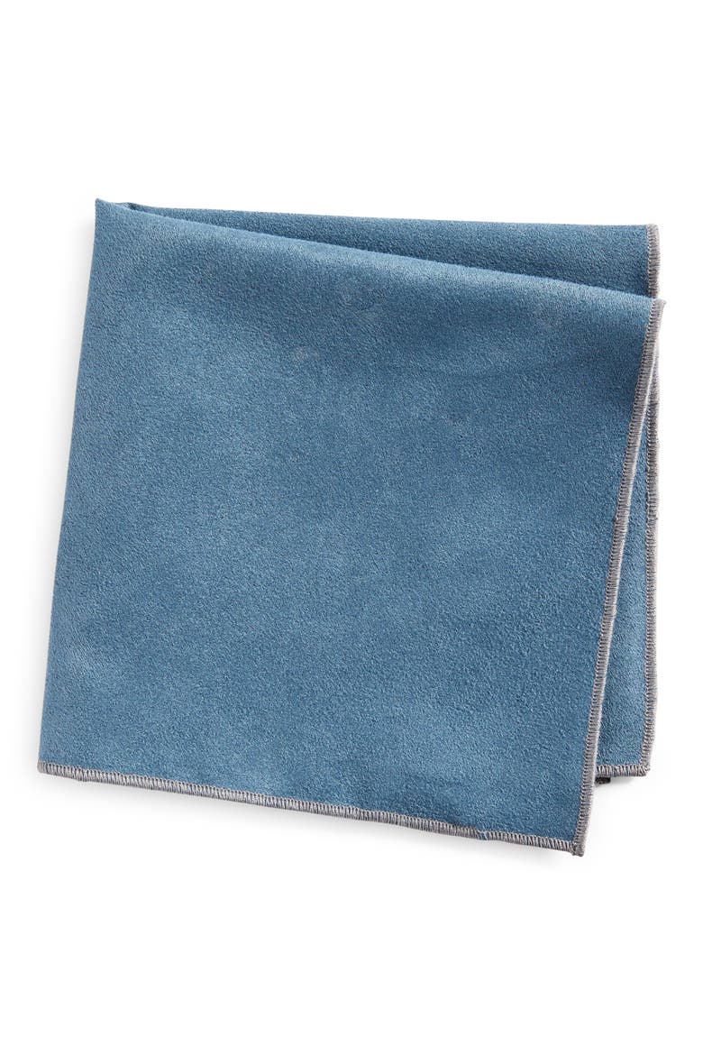 Solid Cotton Pocket Square, Main, color, STEEL BLUE
