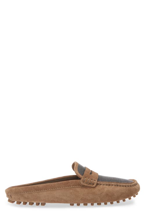 Brunello Cucinelli Monili Penny Loafer Mule In C7495 Brown
