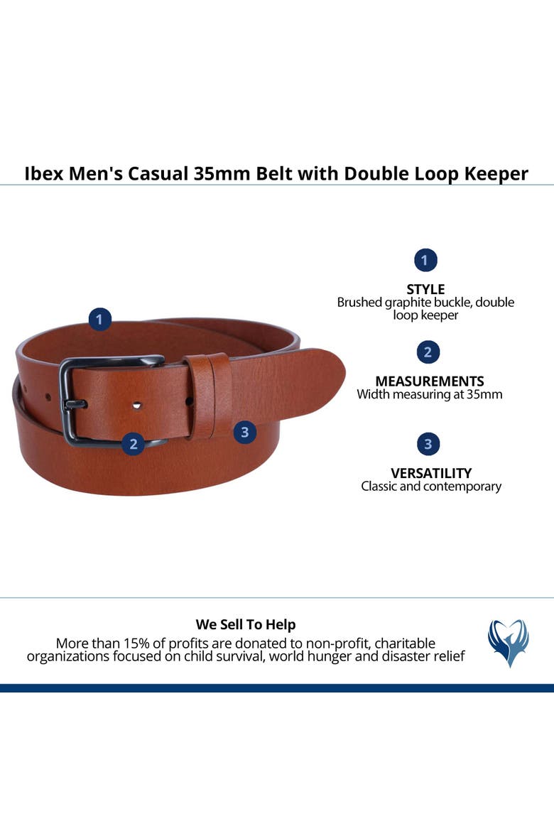 Men's Casual 35mm Belt with Double Loop Keeper, Alternate, color, Tan