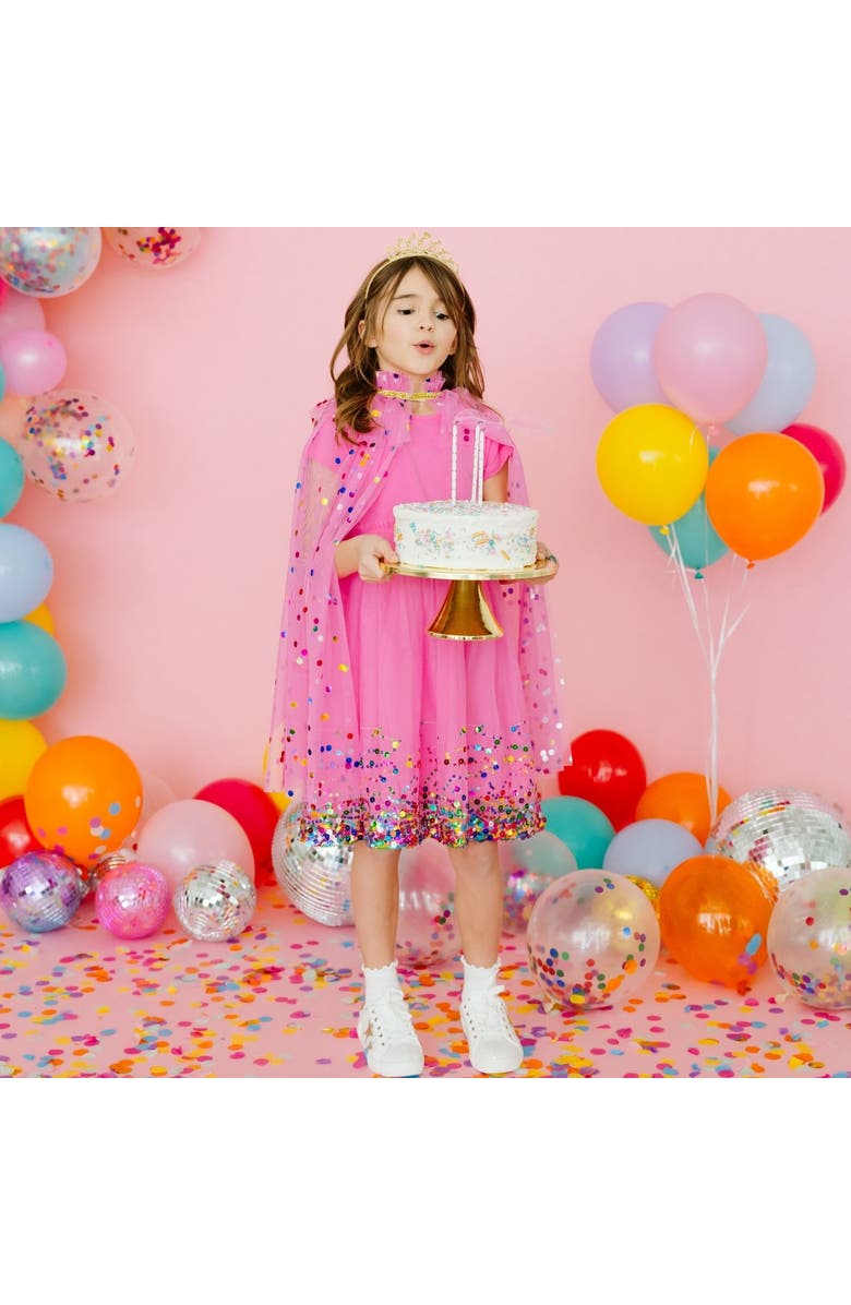 Sweet Wink Raspberry Confetti Short Sleeve Tutu Dress, Alternate, color, Raspberry