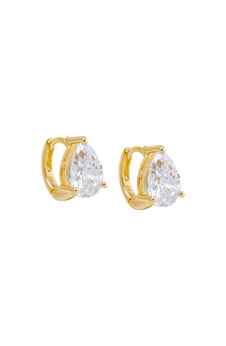 BY ADINA EDEN CZ Pear Stud Style Huggie Earring, Main, color, Gold