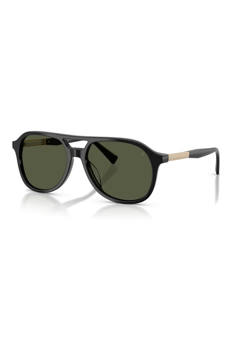 56mm Pilot Sunglasses, Alternate, color, BLACK