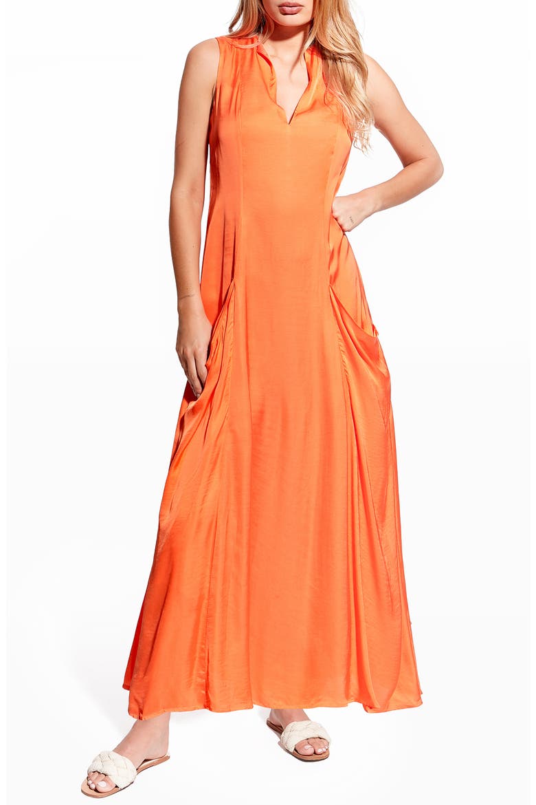 Arlenis Sleeveless Maxi Dress, Alternate, color, TANGERINE