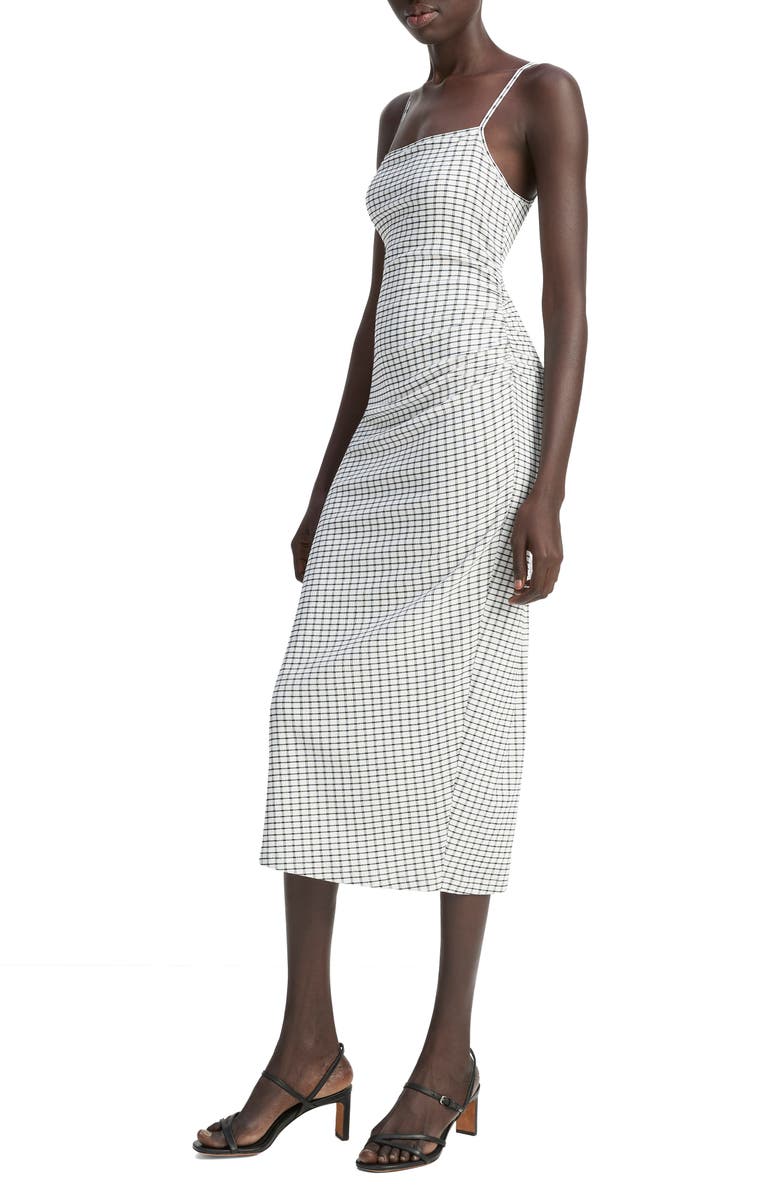 Vince Ruched Tank Dress, Alternate, color, White/ Black Combo