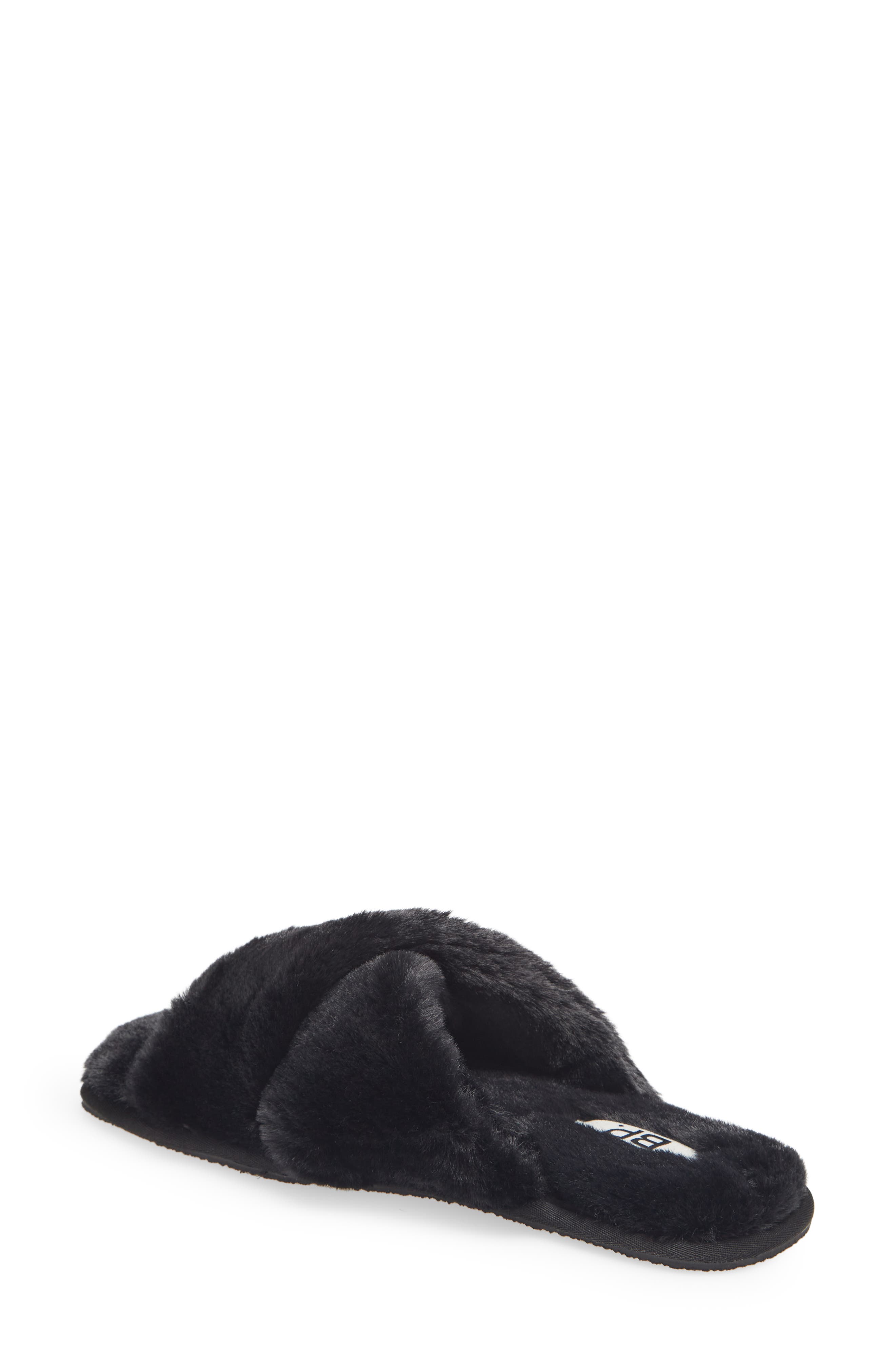 BP. Mae Cross Strap Faux Fur Slipper, Alternate, color, 