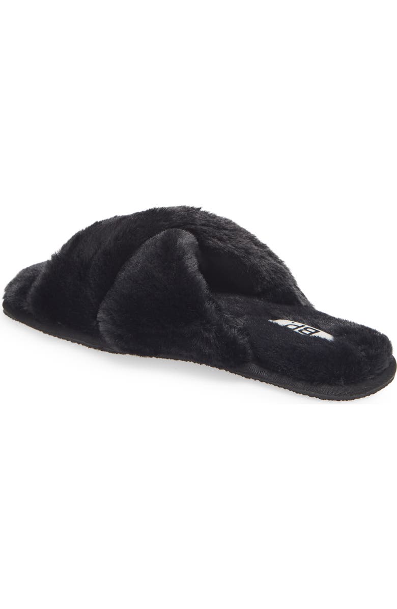 BP. Mae Cross Strap Faux Fur Slipper, Alternate, color,