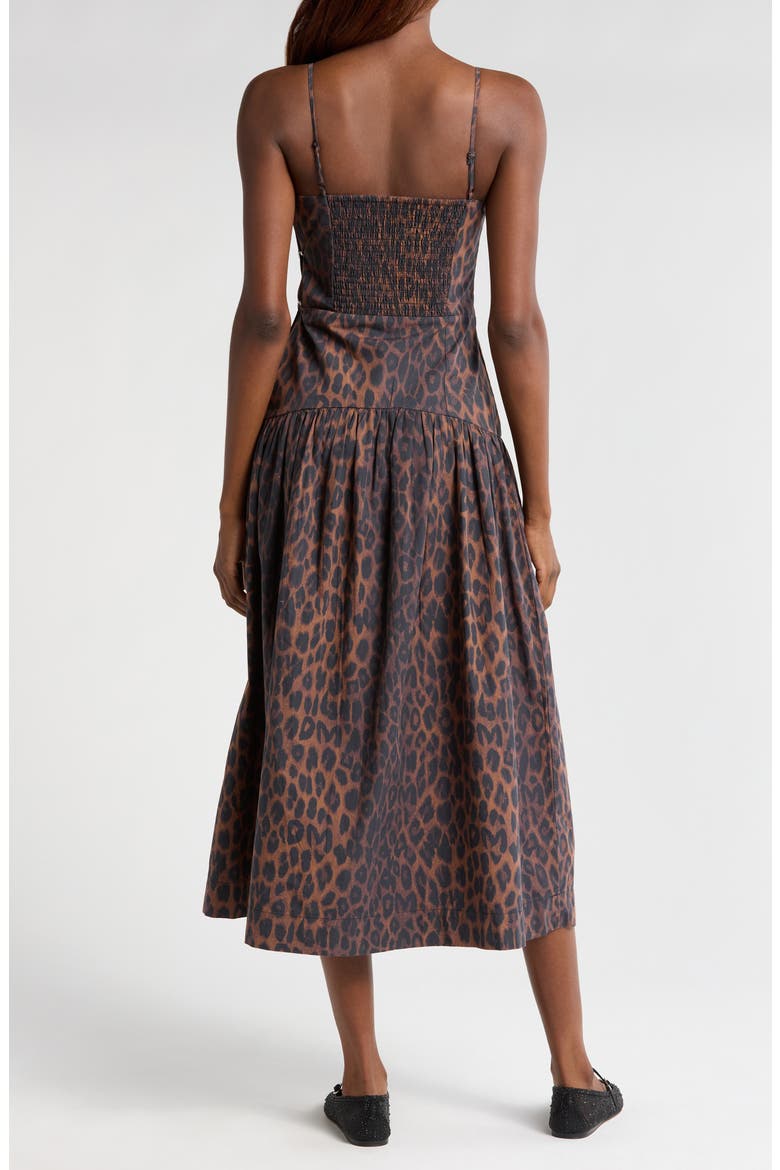 Persephone Leopard Spot Sleeveless Organic Cotton Midi Dress, Alternate, color, LEOPARD