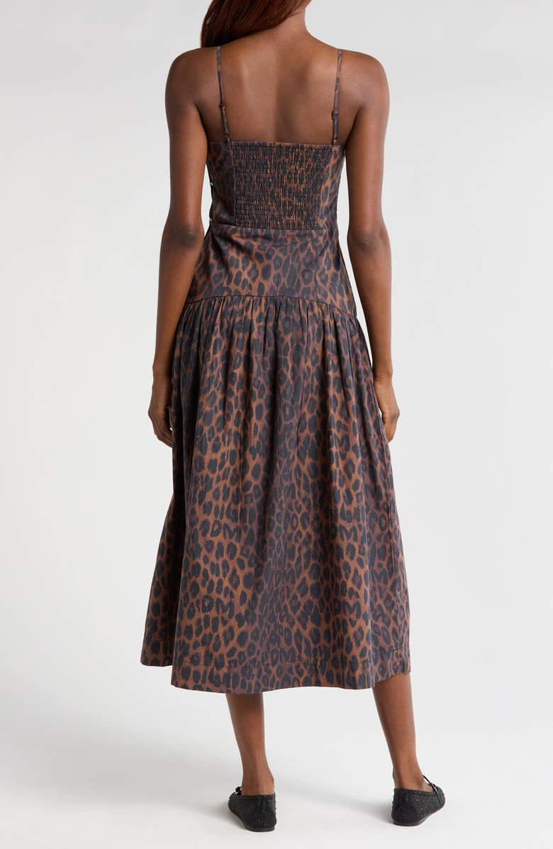 Damson Madder Persephone Leopard Spot Sleeveless Organic Cotton Midi Dress, Alternate, color,
