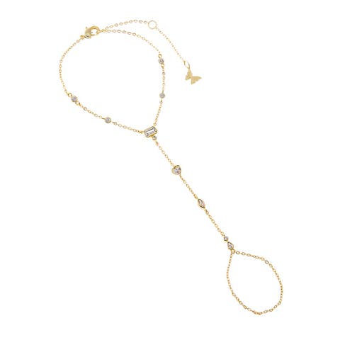 CZ Multi Shape Bezel Hand Chain Bracelet