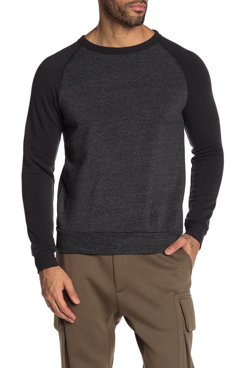 'The Champ' Trim Fit Colorblock Sweatshirt, Main, color, ECBLACK/ECOTRBK