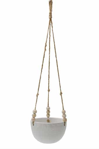 FLORA BUNDA Matte White Caveman Ceramic Hanging Planter