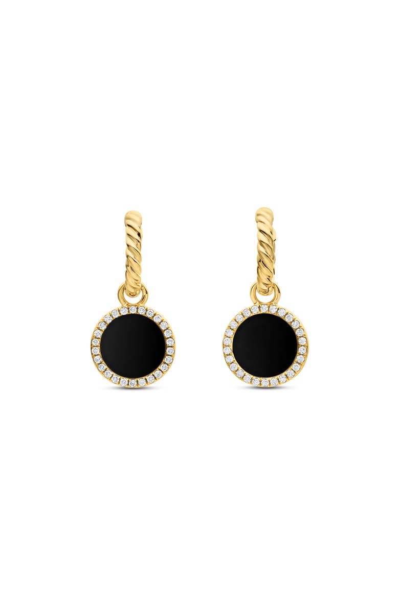 Petite DY Elements® Drop Earrings in 18K Yellow Gold with Black Onyx and Pavé Diamonds, Main, color, 18K YELLOW GOLD