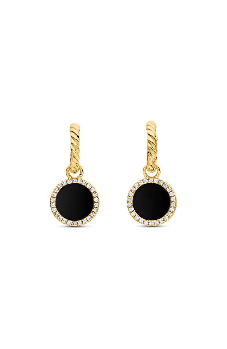 David Yurman Petite DY Elements<sup>®</sup> Drop Earrings in 18K Yellow Gold with Black Onyx and Pavé Diamonds, Main, color, 
