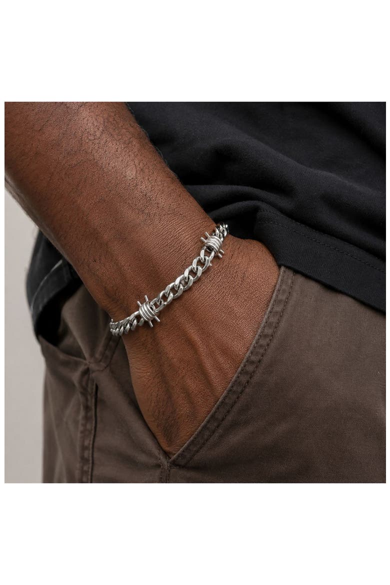 Barbed Wire Link Bracelet, Alternate, color, SILVER