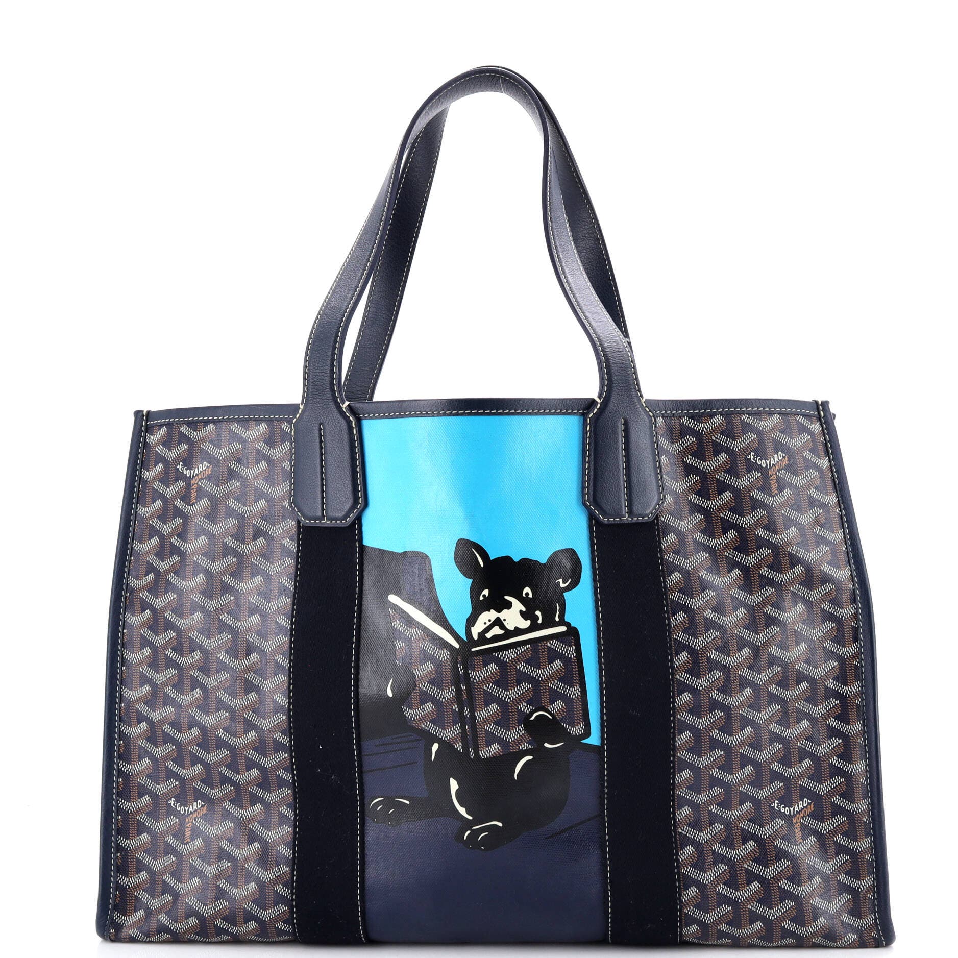 Pre-Owned Goyard Villette Tote Printed Coated Canvas MM, Main, color, Blue