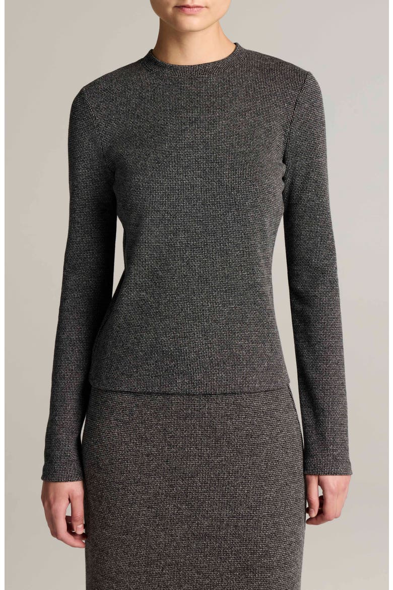 Houndstooth Crewneck Top, Main, color, MEDIUM HEATHER GREY COMBO