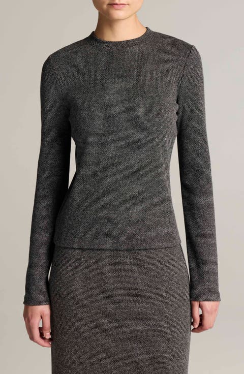 Houndstooth Crewneck Top