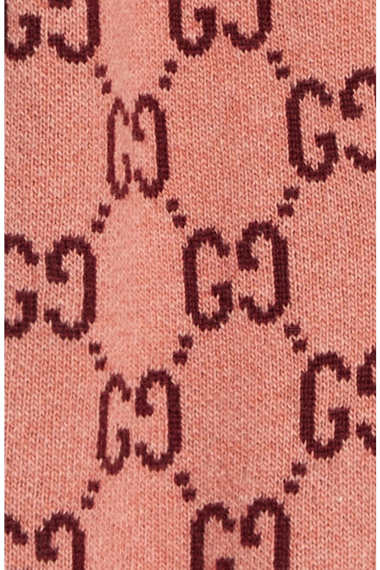 GG Logo Jacquard Wool Sweater Romper, Alternate, color, ROSE/ SPENT RED PRINT