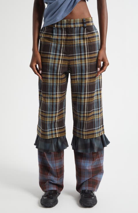 Geranium Triple Plaid Trousers