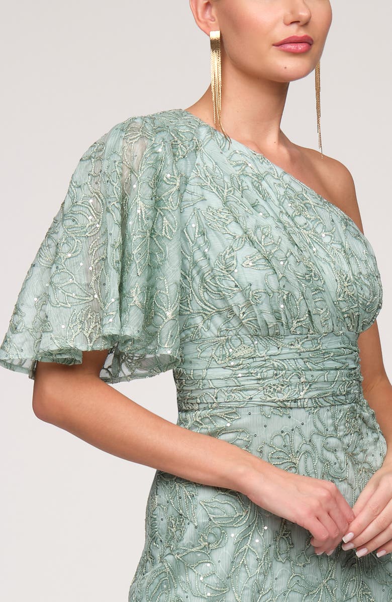 JS Collections Flynn Embroidered Sequin A-Line Gown, Alternate, color, Warm Sage