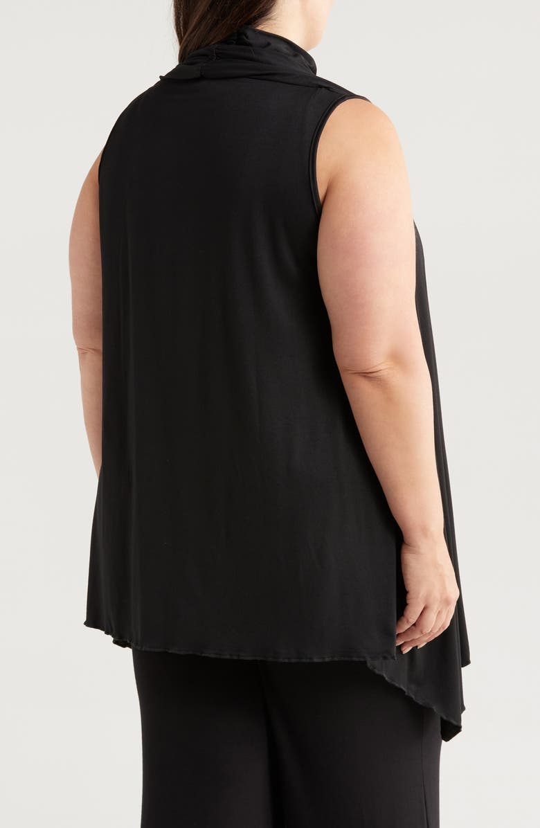 24seven Comfort Apparel Open Front Sidetail Stretch Vest, Alternate, color, Black