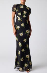 Lulus Jensen Puff Sleeve Open Back Maxi Dress