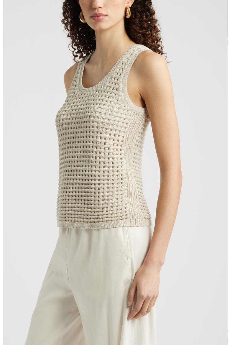Mesh Stitch Sleeveless Sweater, Alternate, color, BEIGE SCROLL