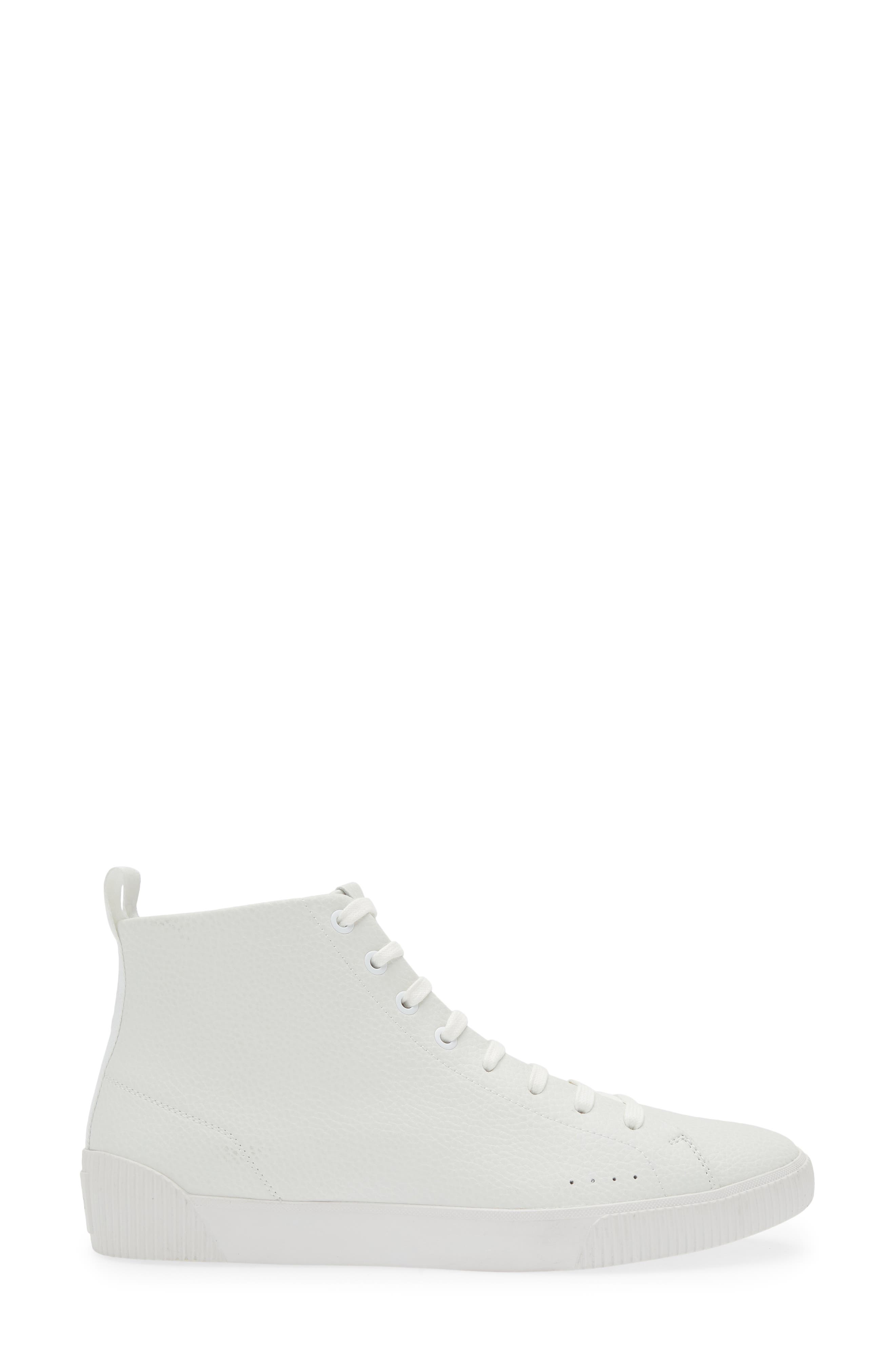 BOSS Zero Hi-Top Leather Sneaker, Alternate, color, Wht