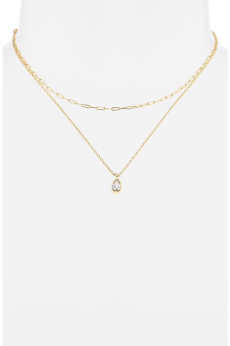 Layered Chain Mini Teardrop Necklace, Alternate, color, GOLD