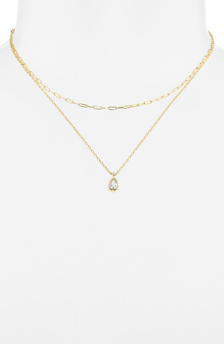 ARGENTO VIVO Layered Chain Mini Teardrop Necklace, Alternate, color, Gold