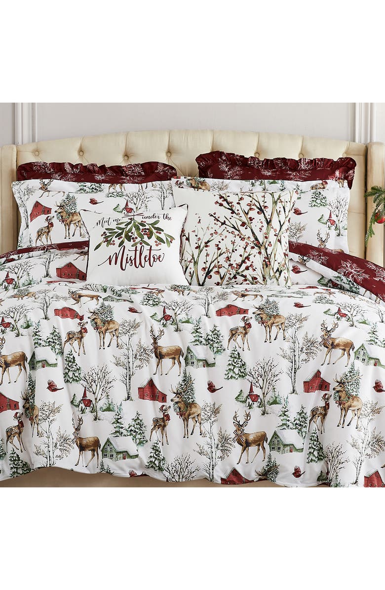 SOUTHSHORE FINE LINENS White Christmas Oversize Holiday Comforter Set, Alternate, color, White Christmas
