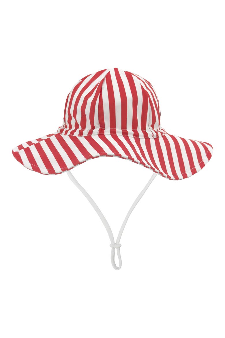 Kids' Poolside Stripe UPF 50+ Swim Hat, Main, color, TRUE RED