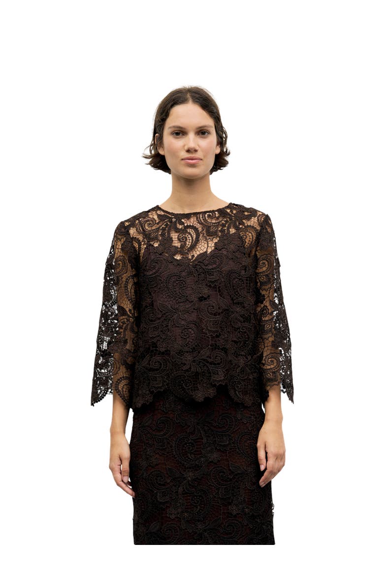 Lisou Lace Top, Main, color, Brown