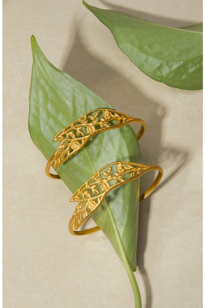 Expanding Beauty Lotus Cuff, Alternate, color, Metallic Gold