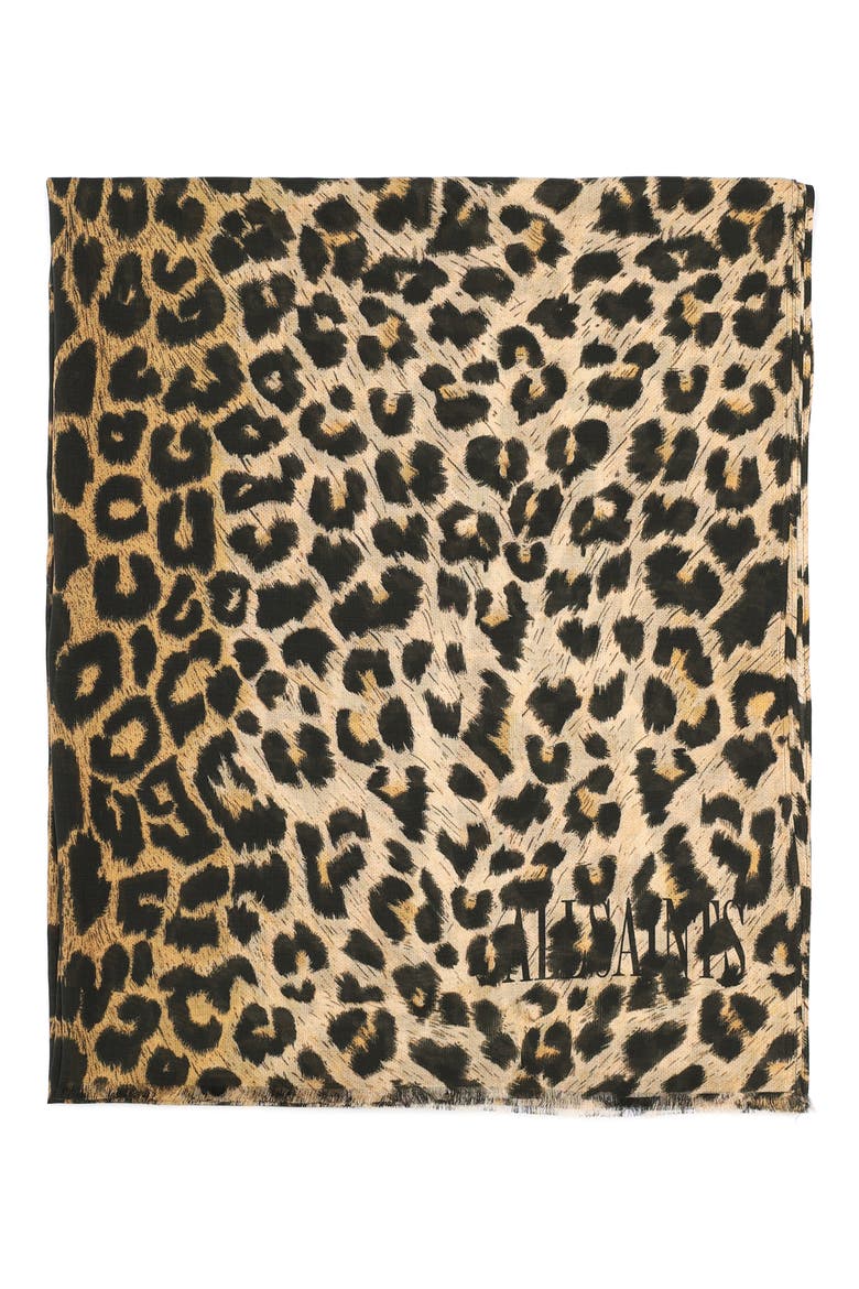 Leopard Print Scarf, Alternate, color, BEIGE