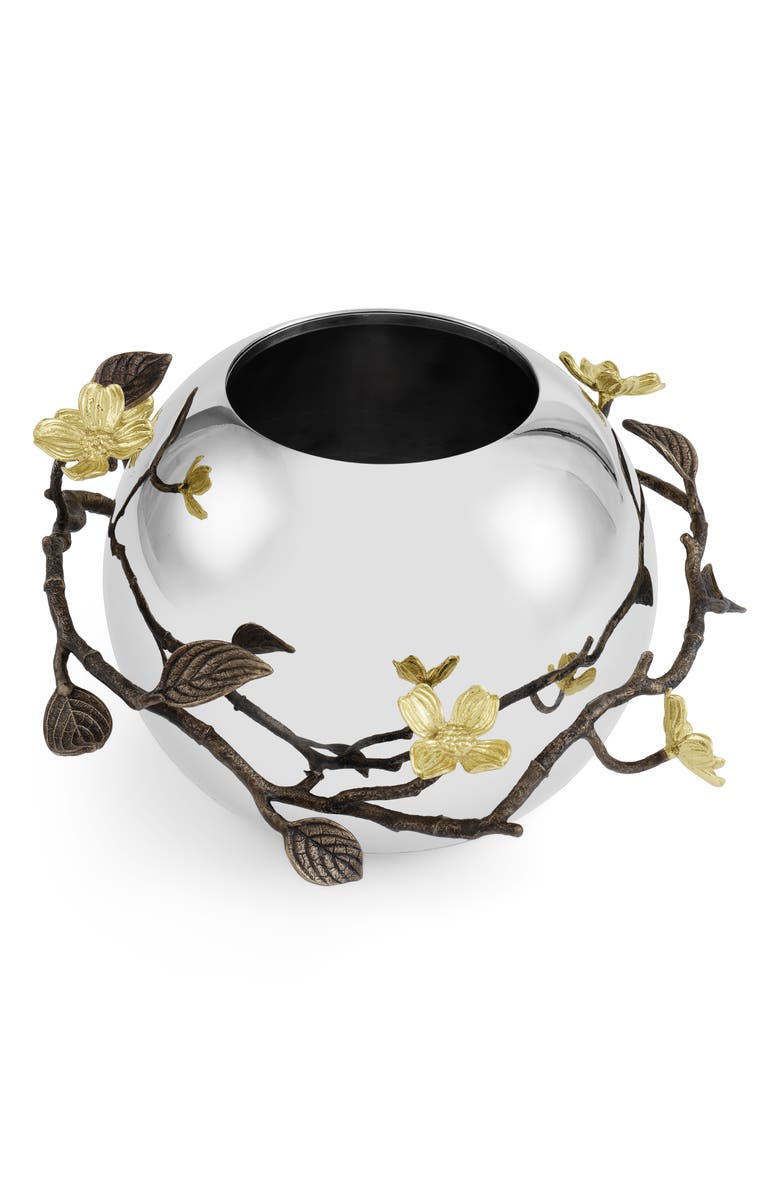 Michael Aram Dogwood Rose Bowl Vase, Alternate, color, Silver/ Gold/ Brass
