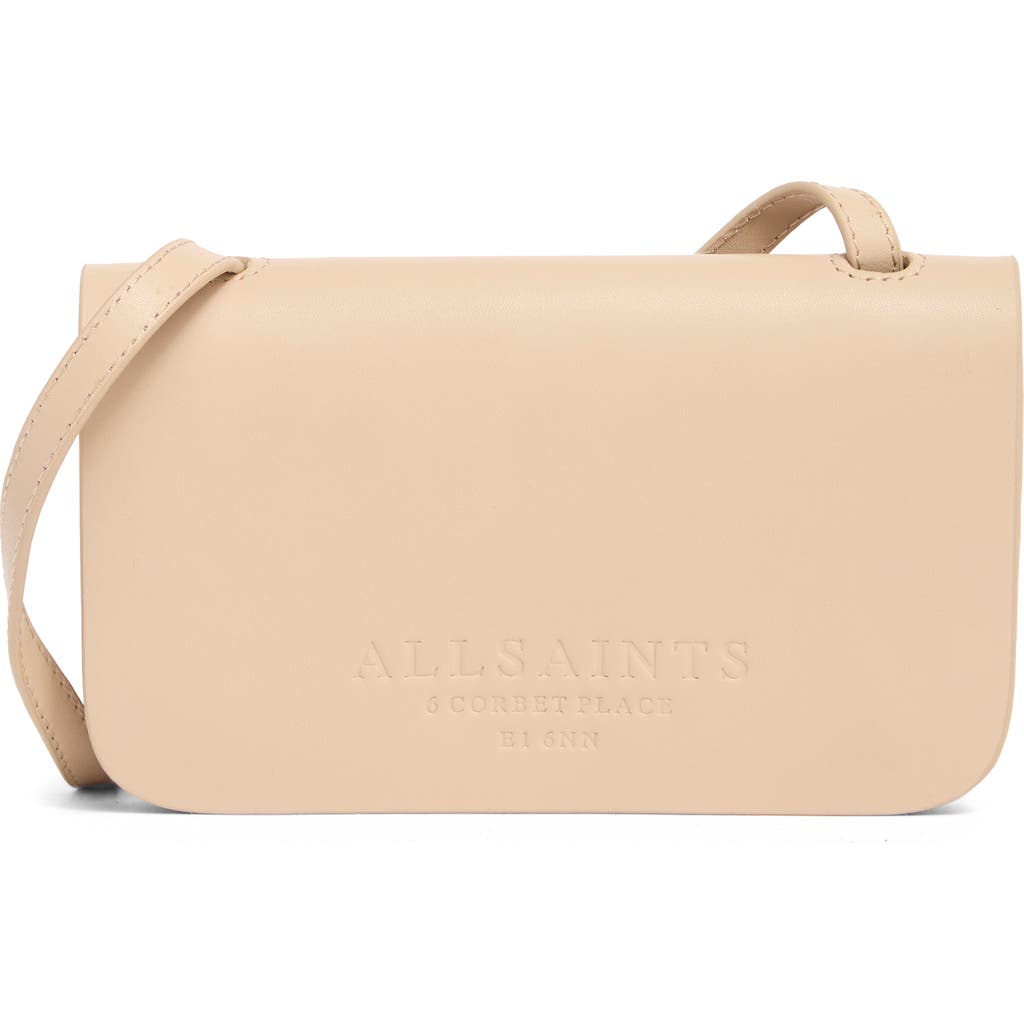 Allsaints Ludivene Crossbody Leather Wallet In Pale Pink
