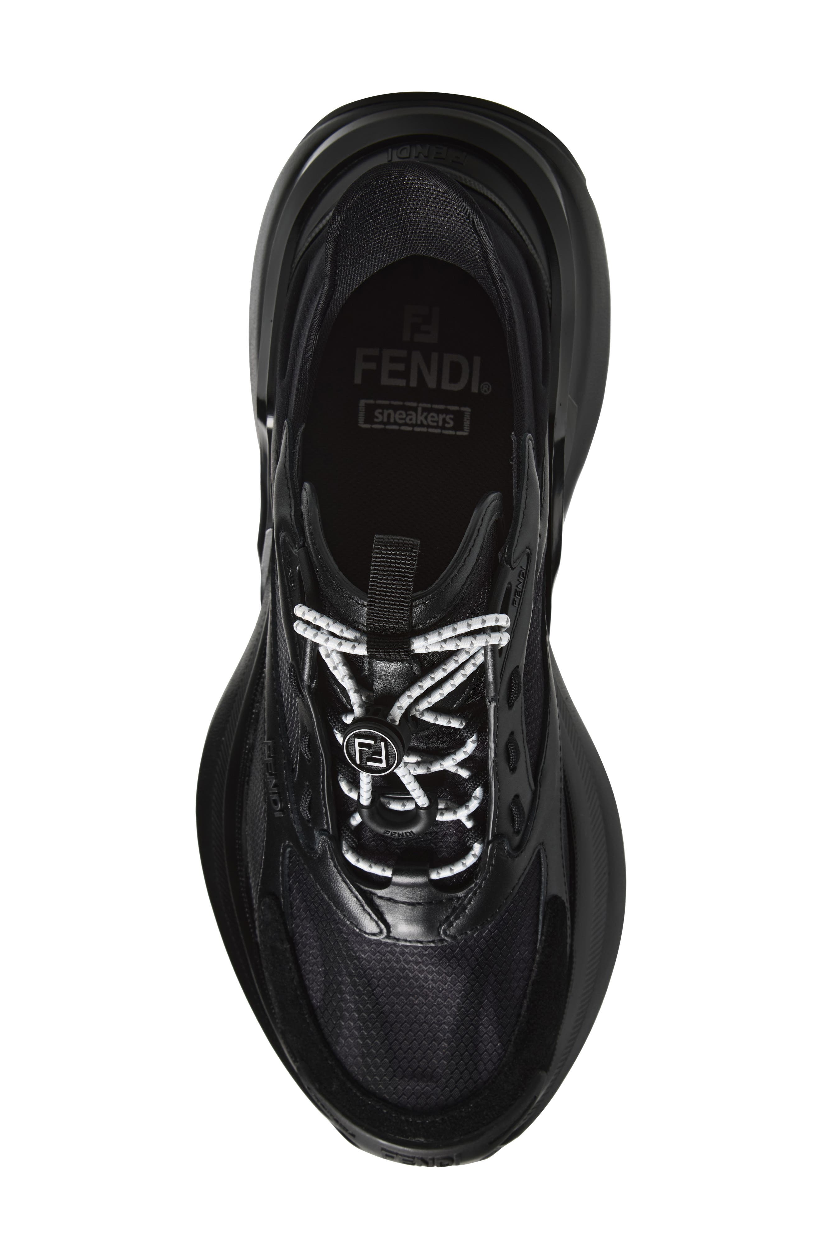 Fendi F-Light Mixed Media Sneaker, Alternate, color, Black