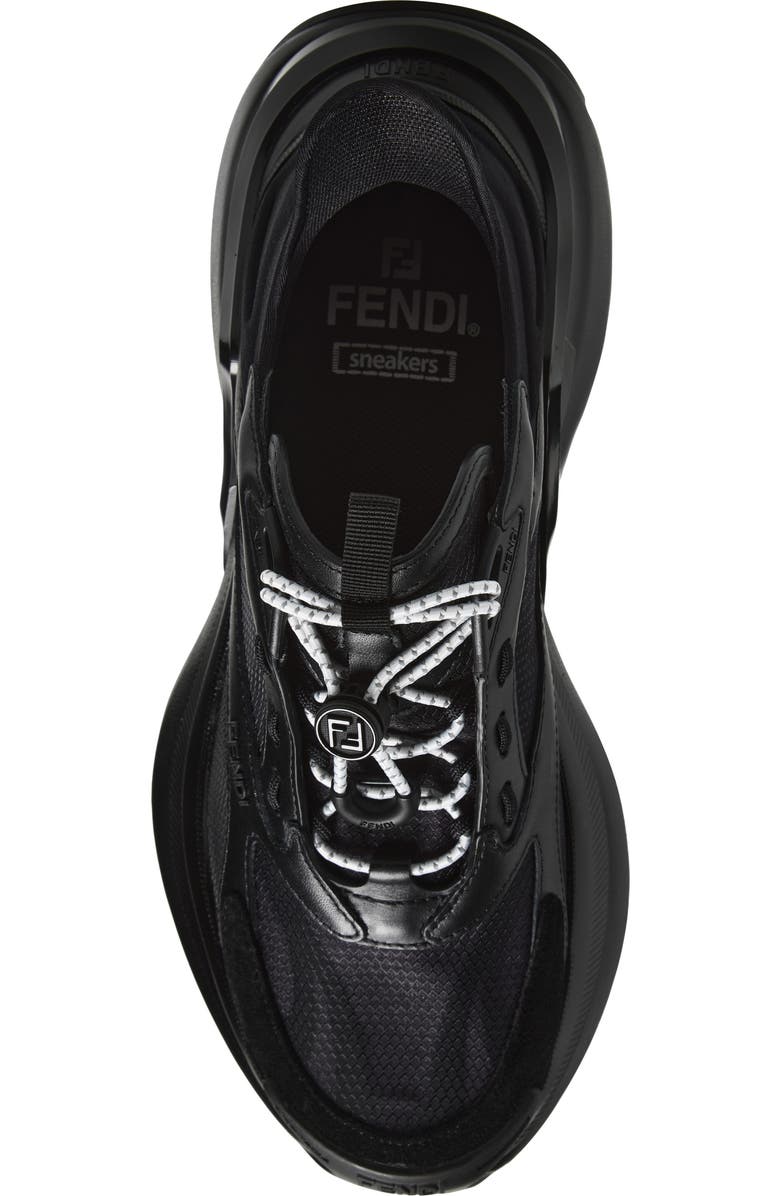 Fendi F-Light Mixed Media Sneaker, Alternate, color, Black